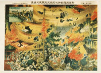 帝都大震災画報『新吉原遊郭仲之町猛火大旋風之真景』